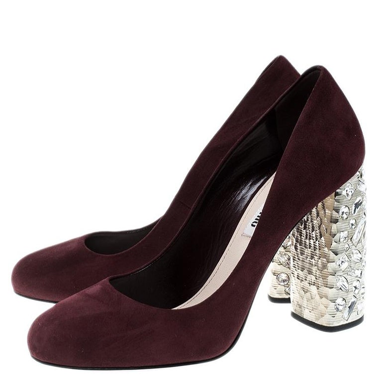 miu miu pumps with jeweled heels