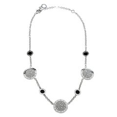 Bvlgari Diamond Onyx 18k White Gold Station Necklace