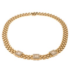 Chopard Vintage Happy Diamond 18k Yellow Gold Choker Necklace