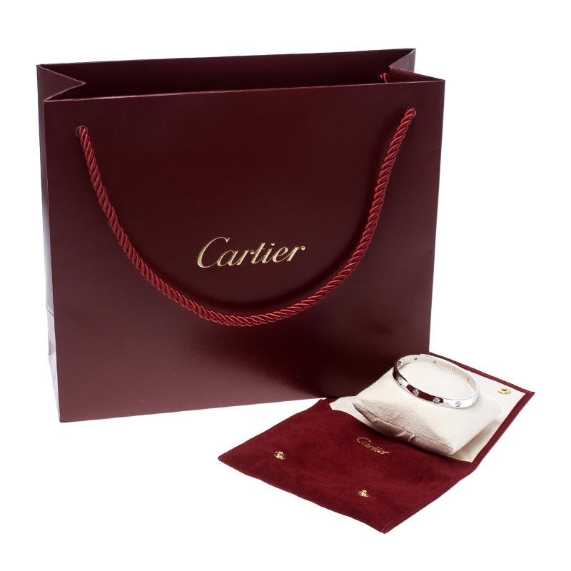 Women's Cartier Love 10 Diamonds 18k White Gold Bracelet 17cm