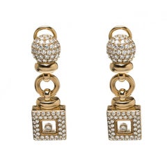 Chopard Vintage Happy Diamond 18k Yellow Gold Drop Earrings
