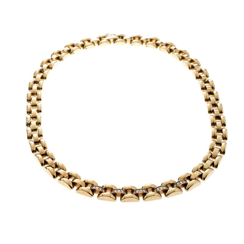 Contemporary Chopard La Strada Diamond 18K Yellow Gold Chain Link Necklace