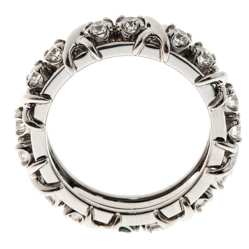 Tiffany & Co. Schlumberger X 16 Diamonds Platinum Band Ring Size 54.5 In Good Condition In Dubai, Al Qouz 2