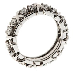 Tiffany & Co. Schlumberger X 16 Diamonds Platinum Band Ring Size 54.5