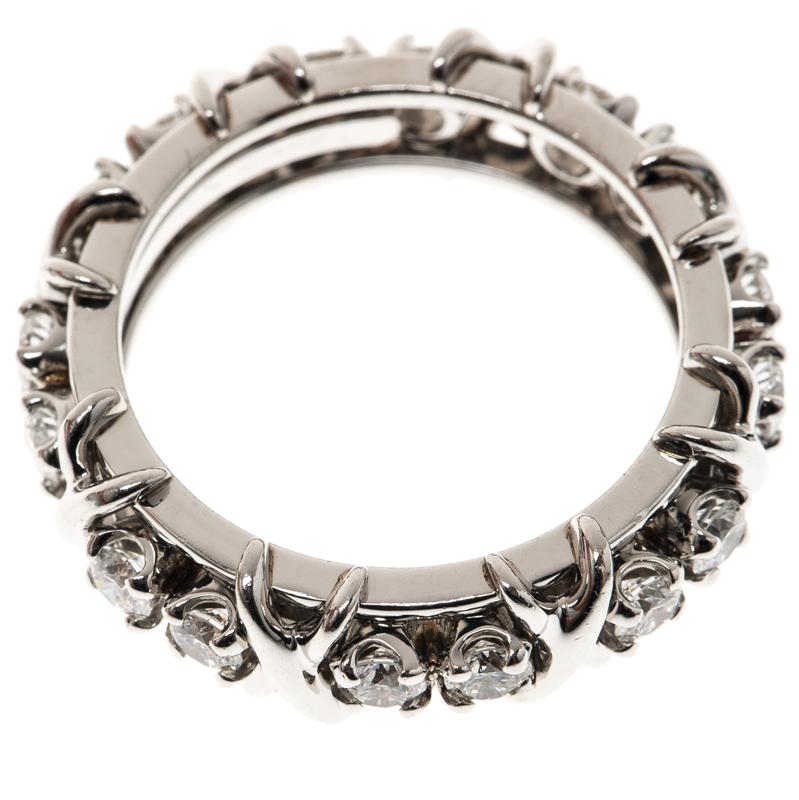 Women's Tiffany & Co. Schlumberger X 16 Diamonds Platinum Band Ring Size 54.5
