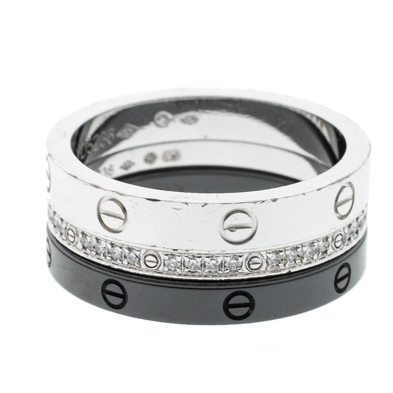 Keep it simple and subtle with your accessories as you flaunt this gorgeous ring on your finger, brought for you by the biggest name in jewellery, Cartier. The love ring set comprises of white gold and black ceramic, with the white gold part set