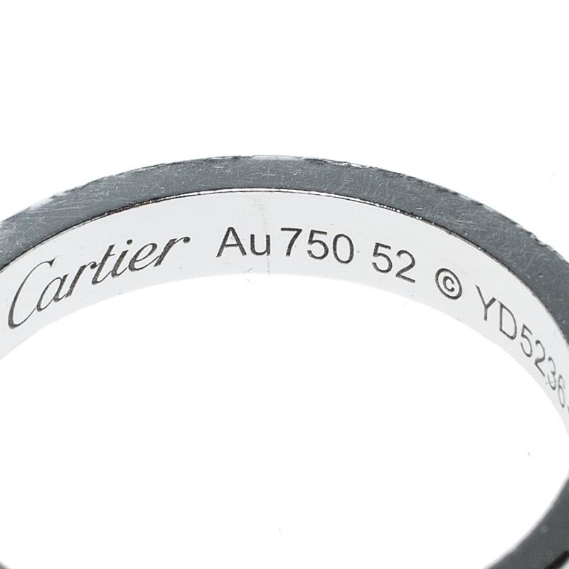 Women's Cartier Love Diamond Ceramic 18k White Gold 3 Band Ring Set Size 52