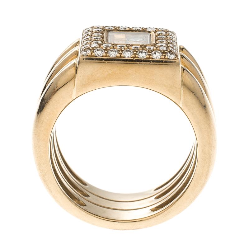 Chopard Vintage Happy Diamond 18k Yellow Gold Ring Size 54