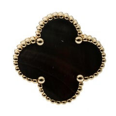 Van Cleef & Arpels Magic Alhambra Grey Mother of Pearl 18k Yellow Gold Ring Size