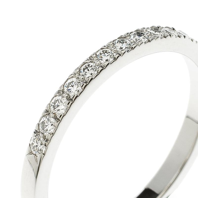 Tiffany & Co. Soleste Diamond Platinum Half Eternity Wedding Band Ring Size 54 In Excellent Condition In Dubai, Al Qouz 2