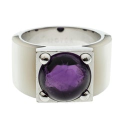 Van Cleef & Arpels Babylone Amethyst Mother of Pearl 18k White Gold Cocktail Rin