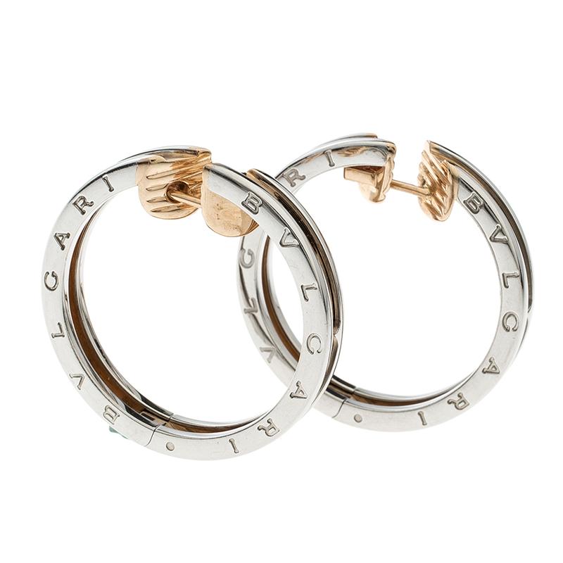 Crafted beautifully in a two-tone design of stainless steel and yellow gold, these pieces of jewellery are one of the best that Bvlgari has brought for your style needs. These gorgeous hoop earrings are perfect to complement your dressy look with
