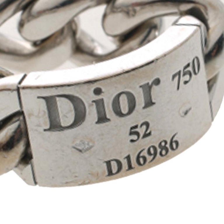 Dior Gourmette de Dior 18k White Gold Chain Link Band Ring Size 52 For ...