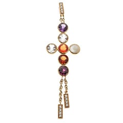 Chaumet ABC Collection Amour Multicolor Gemstone Diamond Cross Pendant