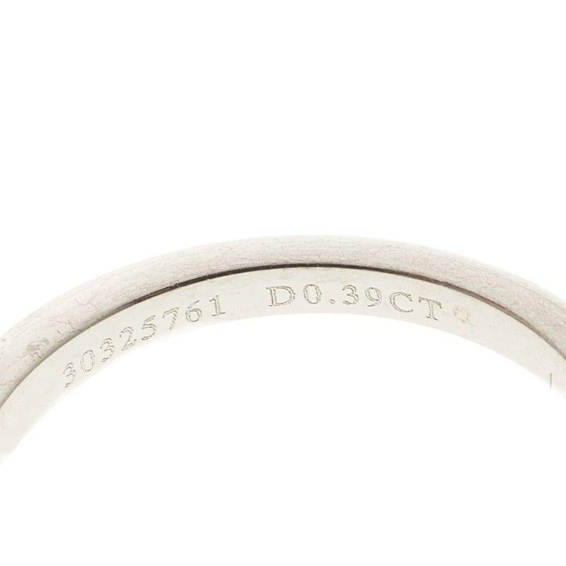 Tiffany & Co. 0.39 ct Princess Cut Diamond Solitaire Platinum Ring Size 52.5 2
