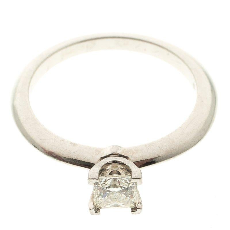 Women's Tiffany & Co. 0.39 ct Princess Cut Diamond Solitaire Platinum Ring Size 52.5