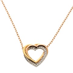 Cartier Trinity de Cartier Heart Three Tone 18k Gold & Diamonds Necklace