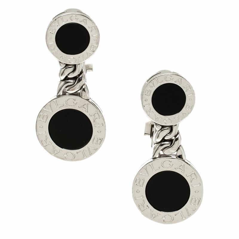 Bvlgari Onyx & 18k White Gold Clip-on Drop Earrings