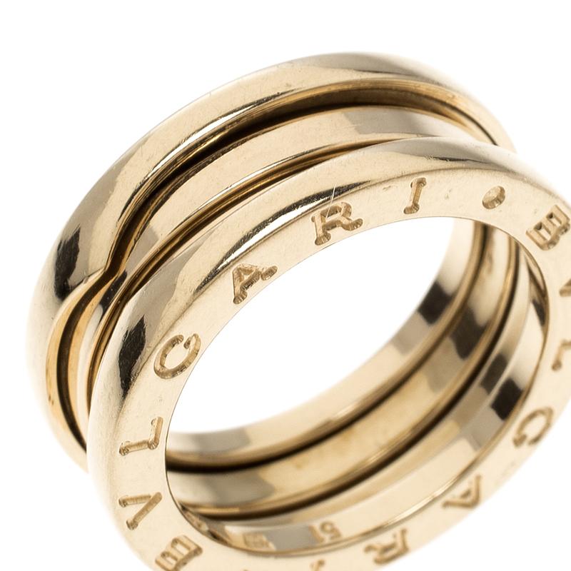 Bvlgari B.Zero 1 18k Yellow Gold 3 Band Ring Size 51 In Good Condition In Dubai, Al Qouz 2