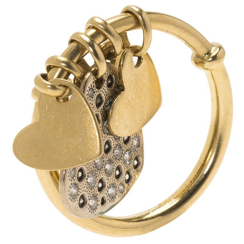 Dior Hearts Charms Diamonds & Yellow Gold Ring Size 51