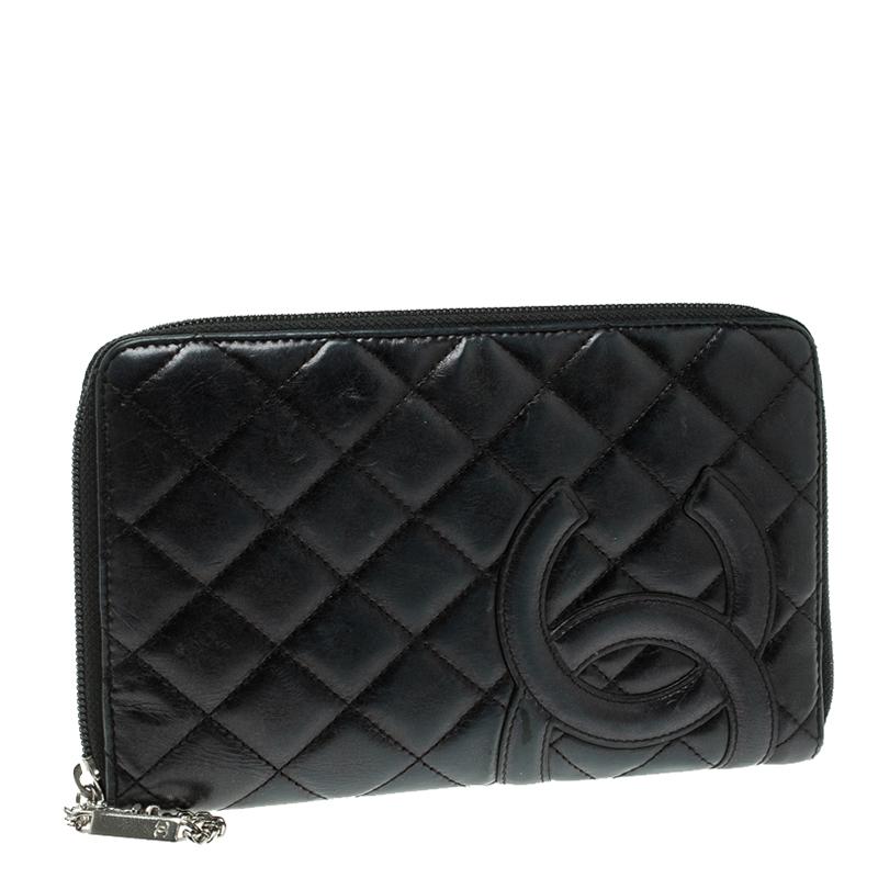 Women's Chanel Black Quilted Leather CC Cambon Long Wallet
