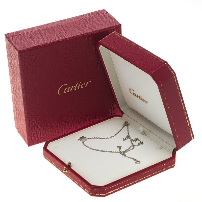 Women's Cartier Aquamarine 18k White Gold Tank Pendant Chain Necklace