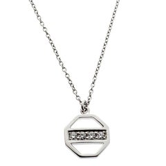 Tiffany & Co. Paloma Picasso Diamond 18k White Gold Octagon Pendant Necklace