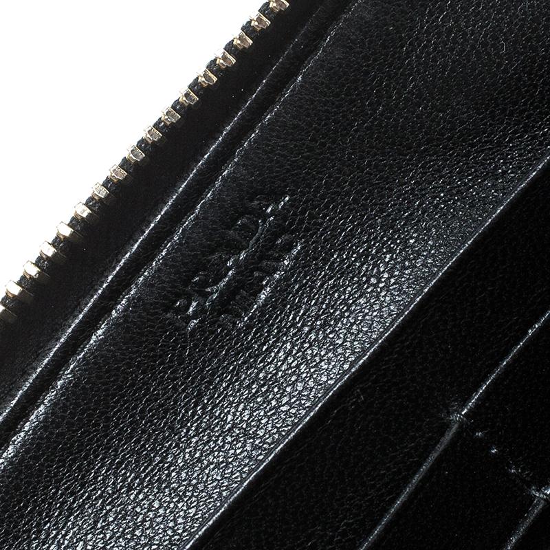 Prada Black Saffiano Vernic Leather Zip Around Wallet 4