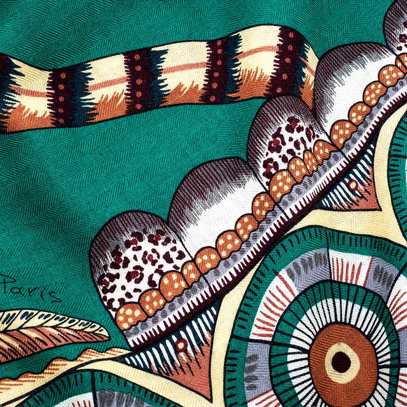 Women's Hermes Multicolor The Savana Dance Print Cashmere and Silk Shawl