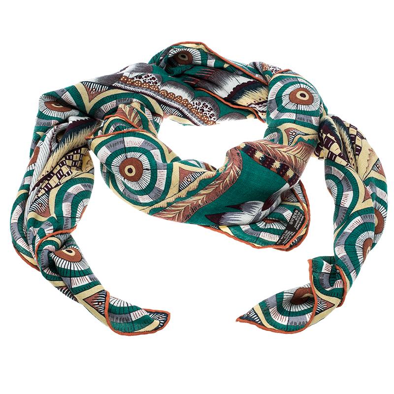Hermes Multicolor The Savana Dance Print Cashmere and Silk Shawl