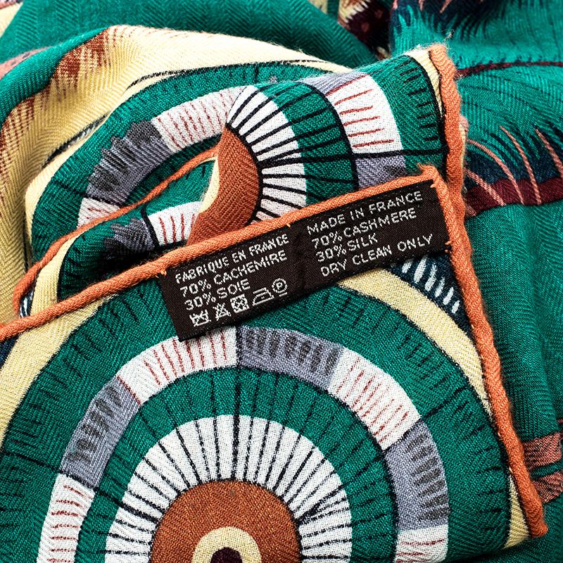 Hermes Multicolor The Savana Dance Print Cashmere and Silk Shawl 1