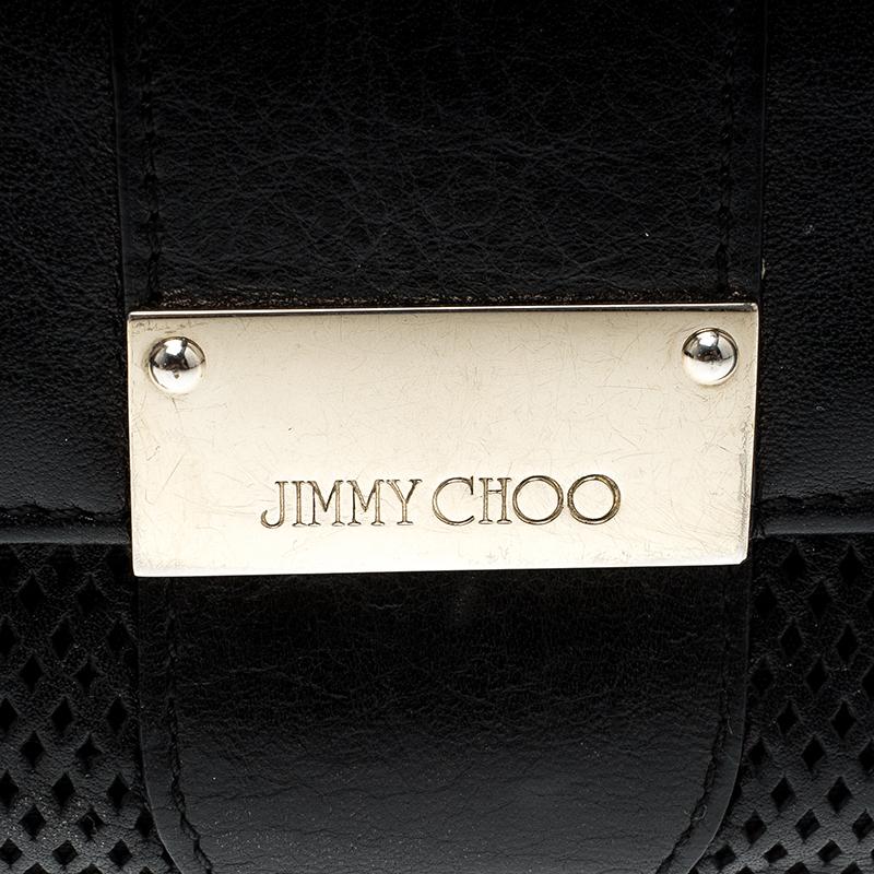 Jimmy Choo Black Laser Cut Leather Uma Wallet 3