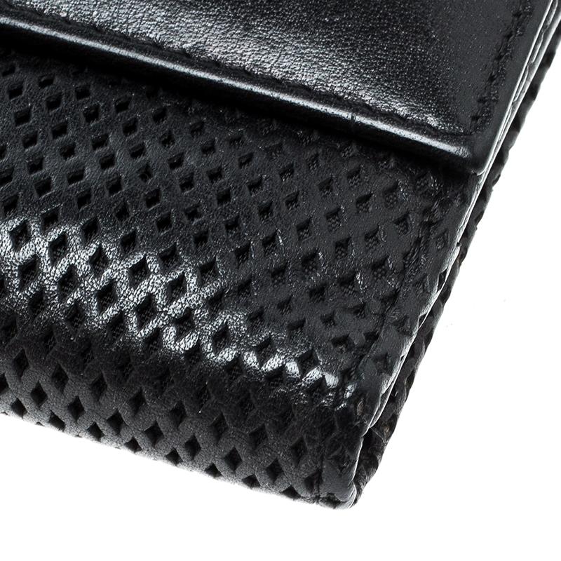 Jimmy Choo Black Laser Cut Leather Uma Wallet 7
