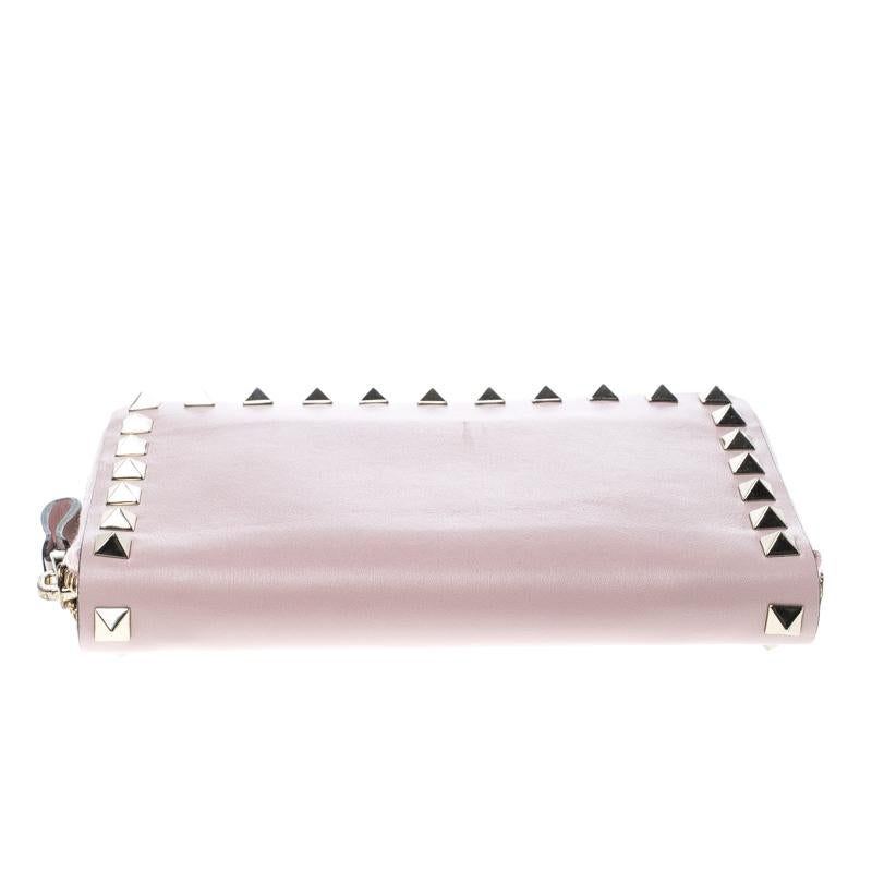 Valentino Pink Leather Rockstud Compact Wallet 1