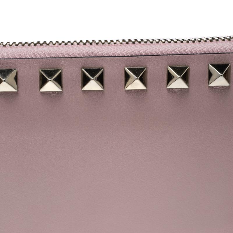 Valentino Pink Leather Rockstud Compact Wallet 2