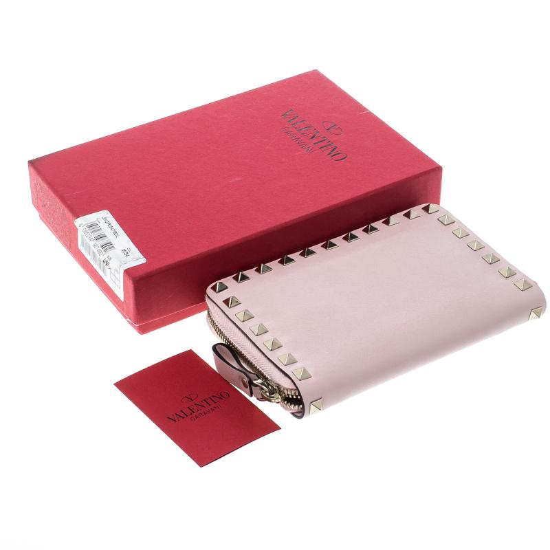 Valentino Pink Leather Rockstud Compact Wallet 3