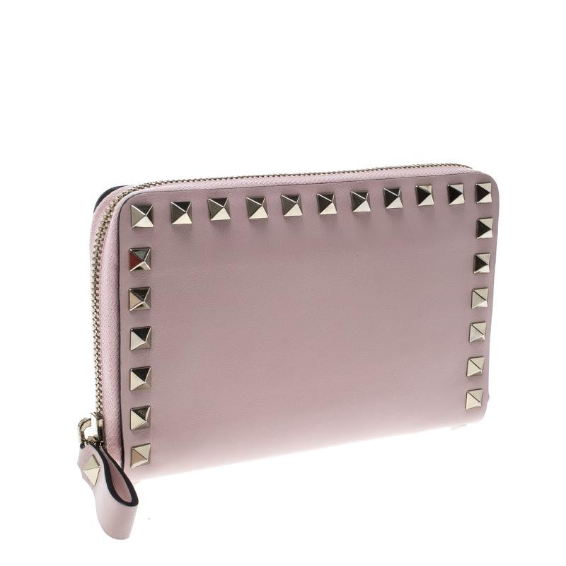 Valentino Pink Leather Rockstud Compact Wallet 4