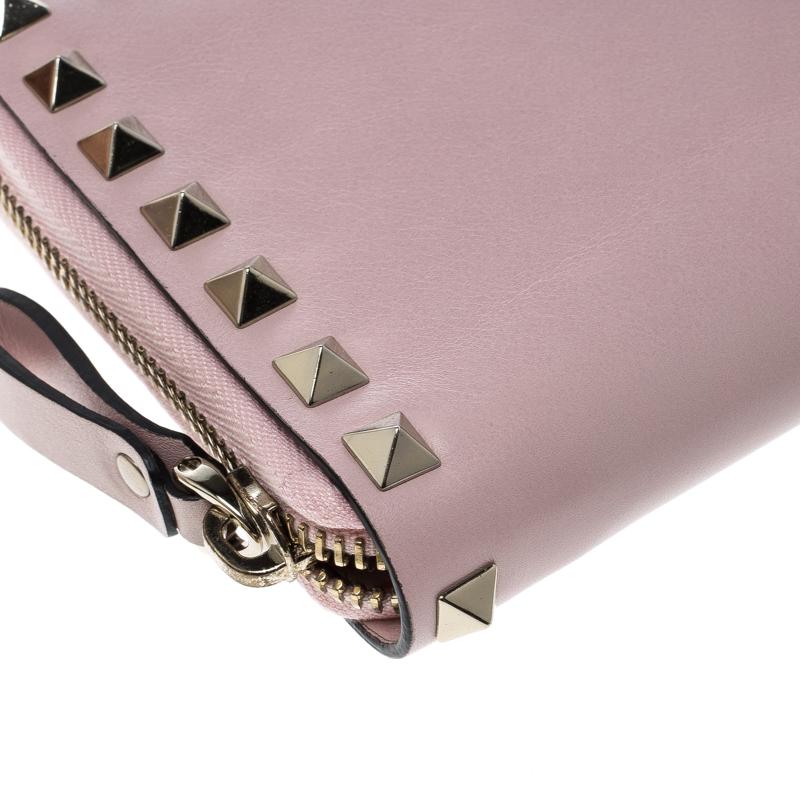 Valentino Pink Leather Rockstud Compact Wallet 5