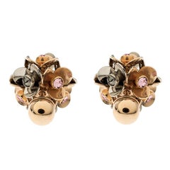 Dior Tribale Crystal Two Tone Flower Stud Earrings