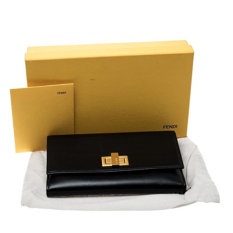 Fendi Black Leather Peekaboo Long Wallet 7