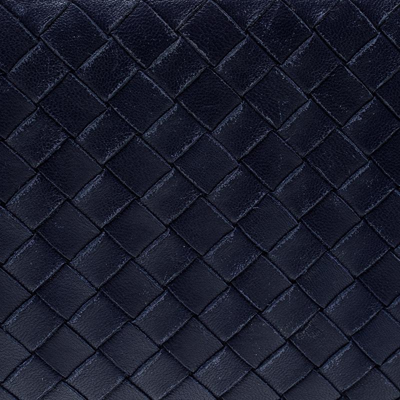 Bottega Veneta Blue Intrecciato Leather Trifold Continental Wallet 5