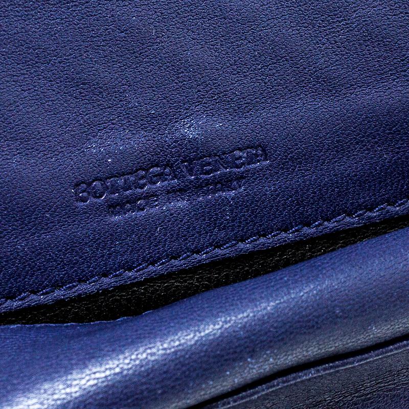 Bottega Veneta Blue Intrecciato Leather Trifold Continental Wallet 6