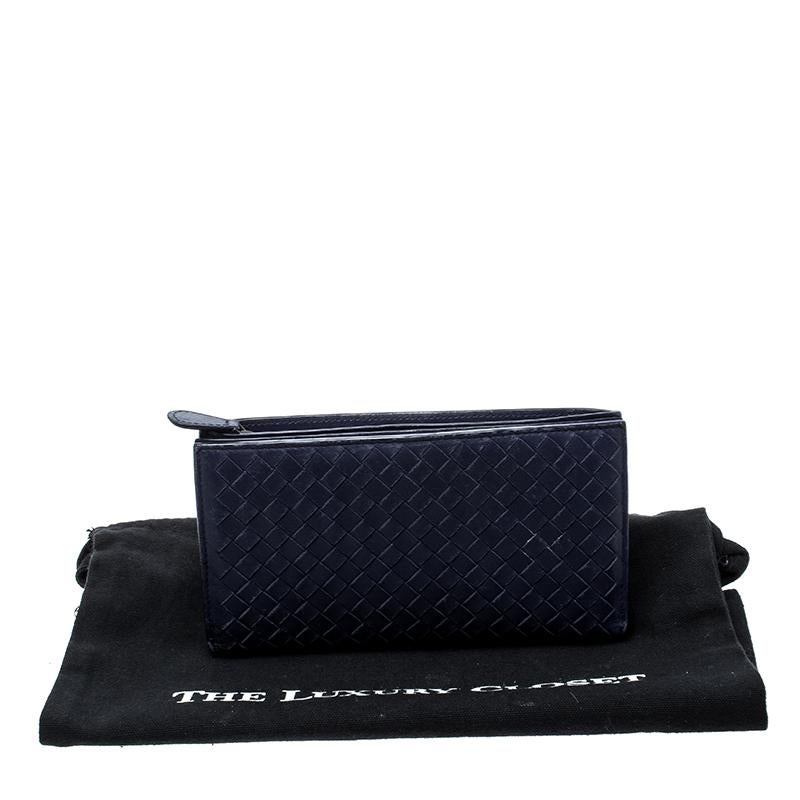 Bottega Veneta Blue Intrecciato Leather Trifold Continental Wallet 1