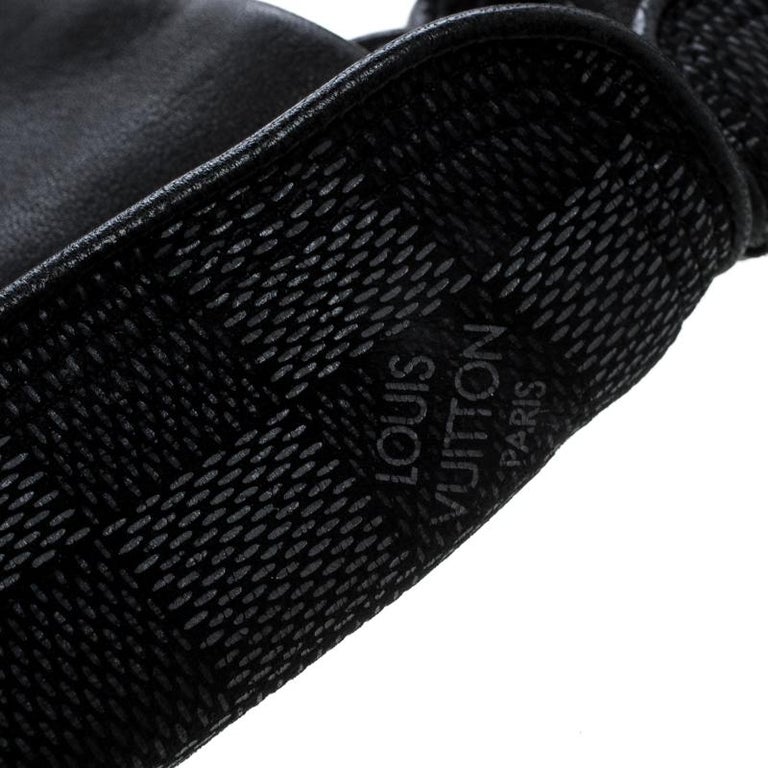 Louis Vuitton Damier Men Graphite Set Scarf Beanie & Lambskin Leather  Gloves