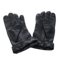 Louis Vuitton Damier Ebene Leather Gloves, Brown, Size 7.5, NOS in
