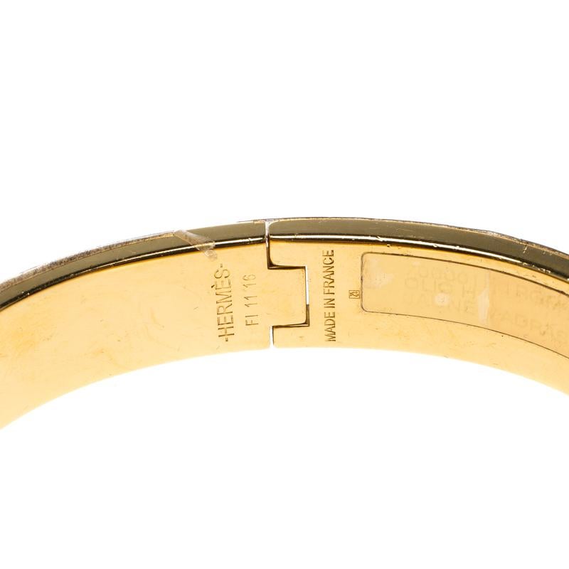 Hermes Clic Clac H Yellow Jaune Madras Enamel Gold Plated Narrow Bracelet PM 2