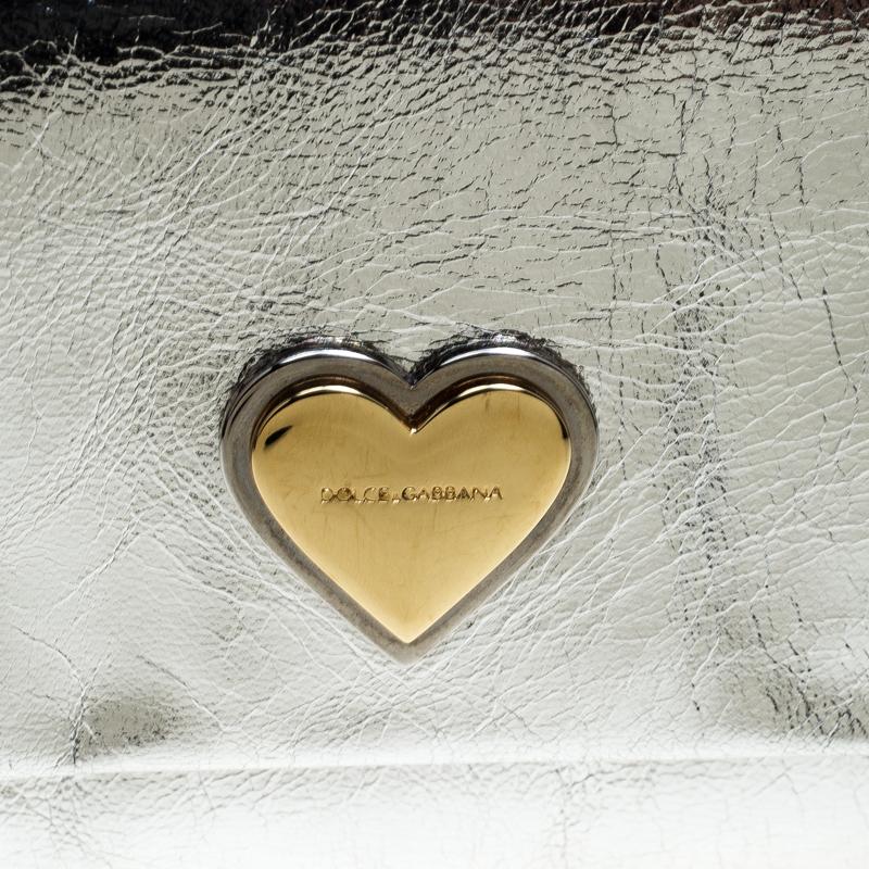 Dolce and Gabbana Silver Mirror Leather Heart Continental Wallet 3