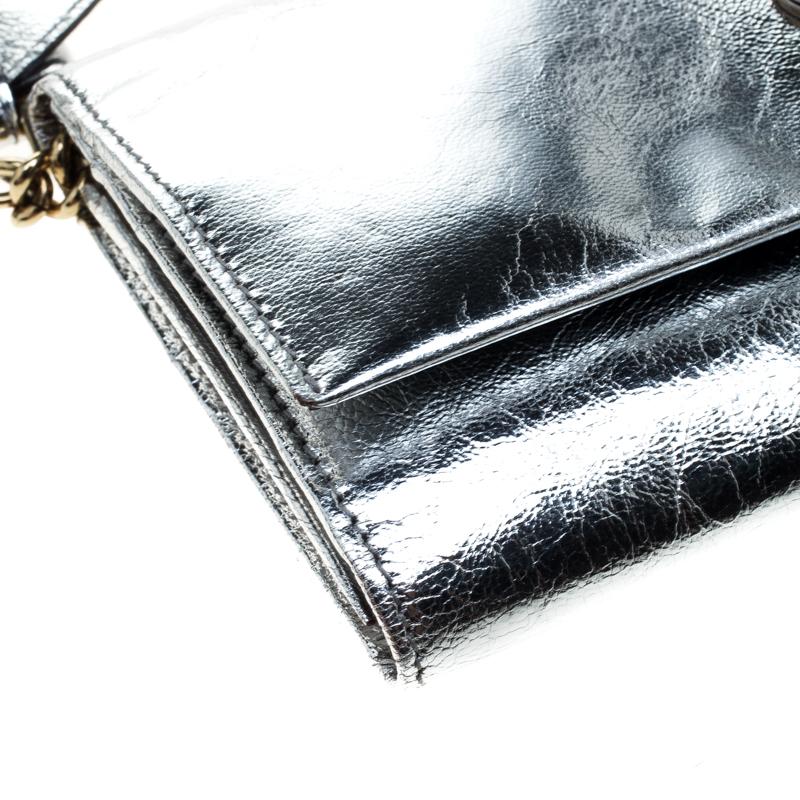 Dolce and Gabbana Silver Mirror Leather Heart Continental Wallet 4