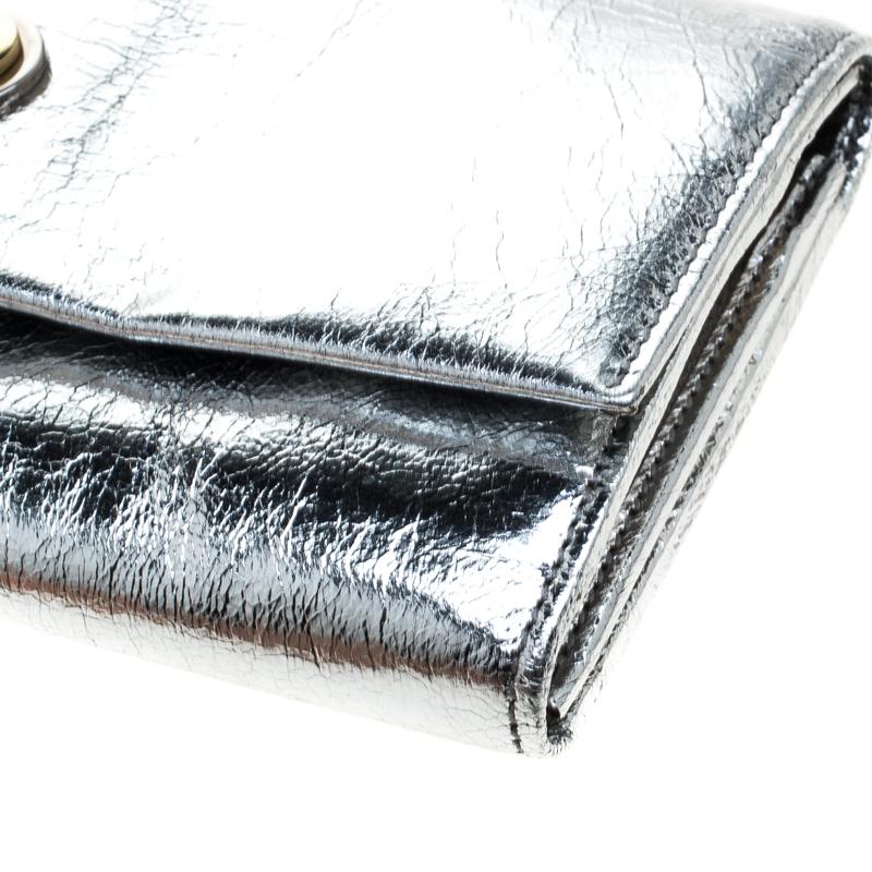 Dolce and Gabbana Silver Mirror Leather Heart Continental Wallet 5