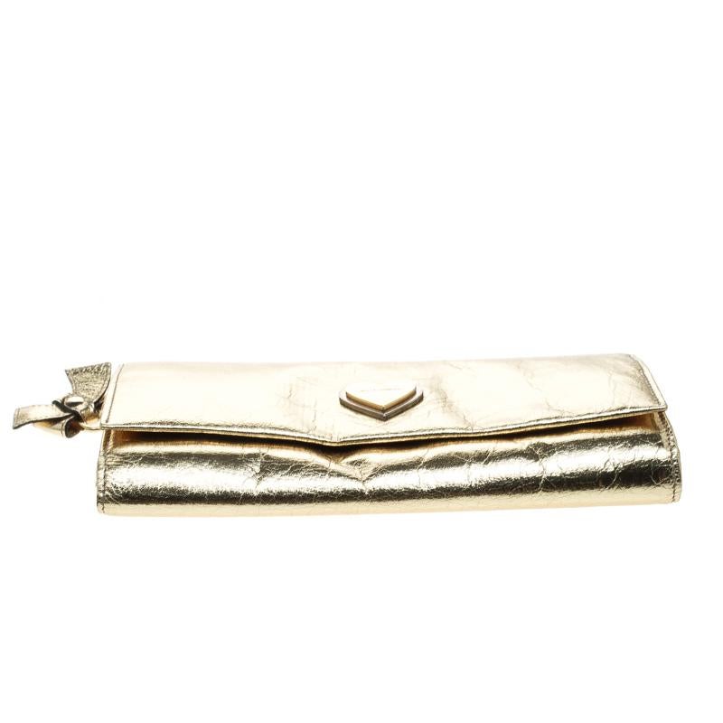 Dolce and Gabbana Gold Mirror Leather Heart Continental Wallet 2